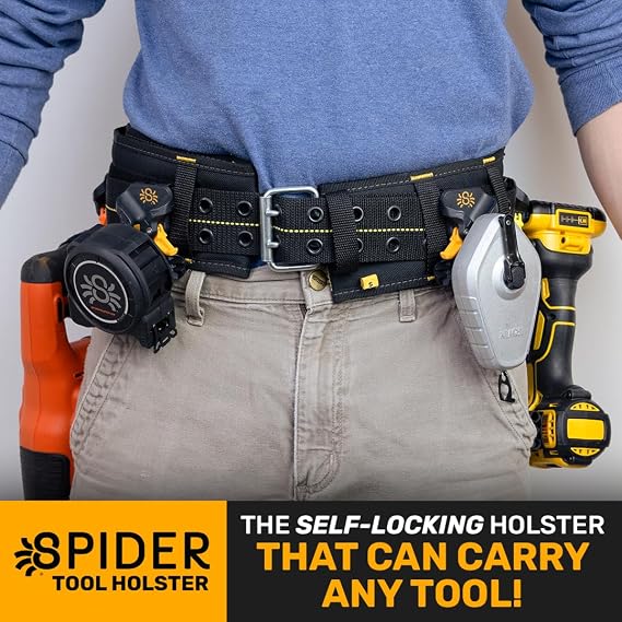 Spider Tool Holster Pro, Self-Locking Drill Holster, Clips to Any Belt