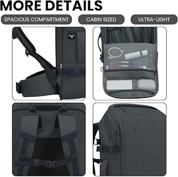 Cabinzero Adventure Backpack 42L, Carry On Flight Approved Cabin Bag & Hand Luggage with Airflow Back Panel & 17 Laptop Sleeve, Water Resistant