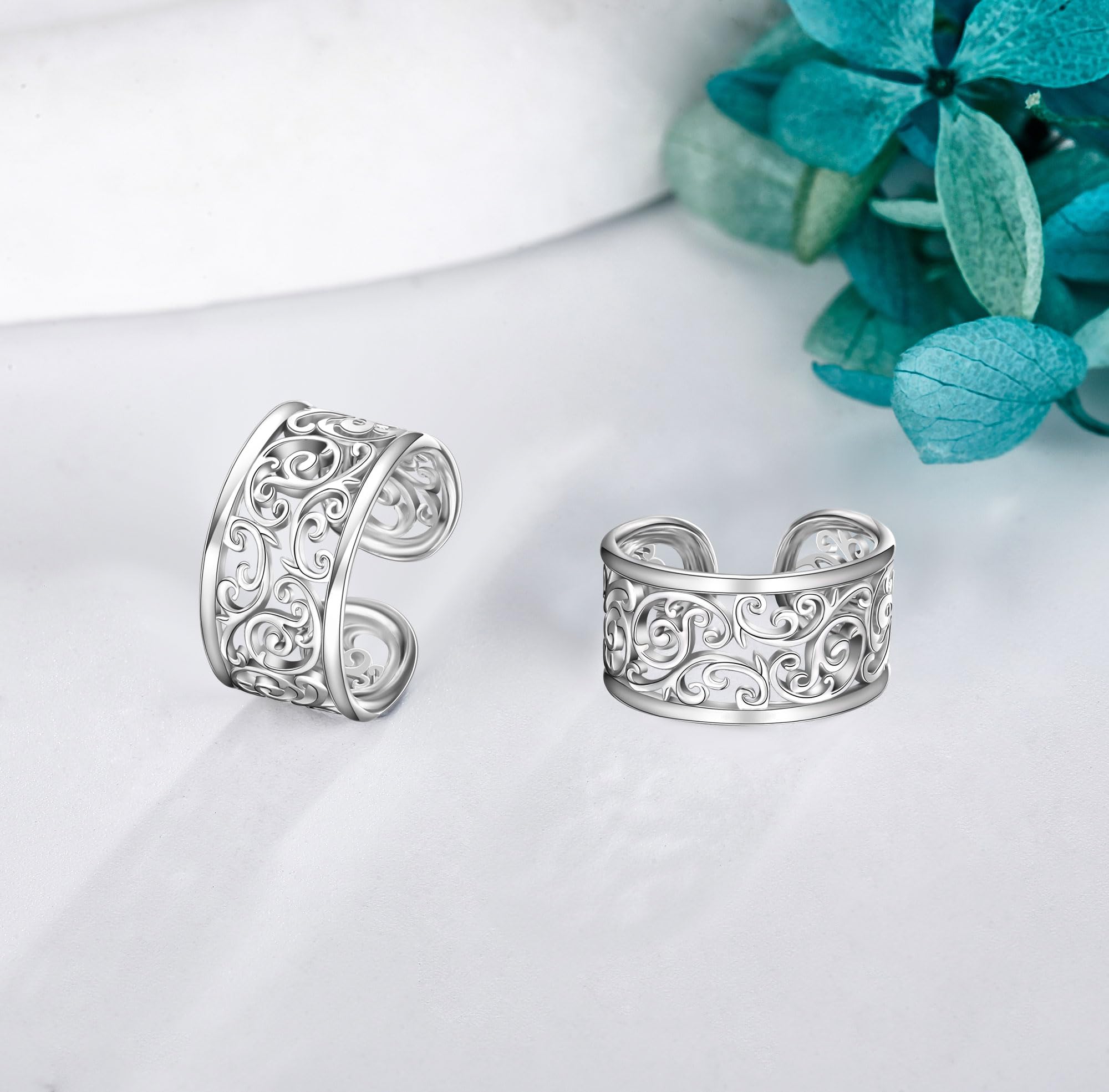 Filigrane Ohrmanschetten 925 Sterling Silber Vintage Filigran Clip auf Ohrringe Non Piercing Schmuck Geschenke für Frauen