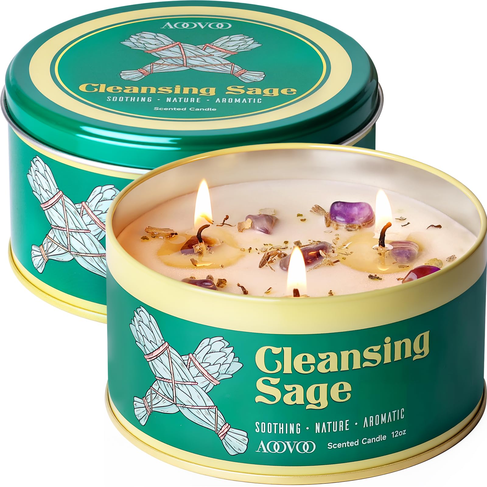AOOVOO Sage Candle for Cleansing - 2 Pack Scented Candles