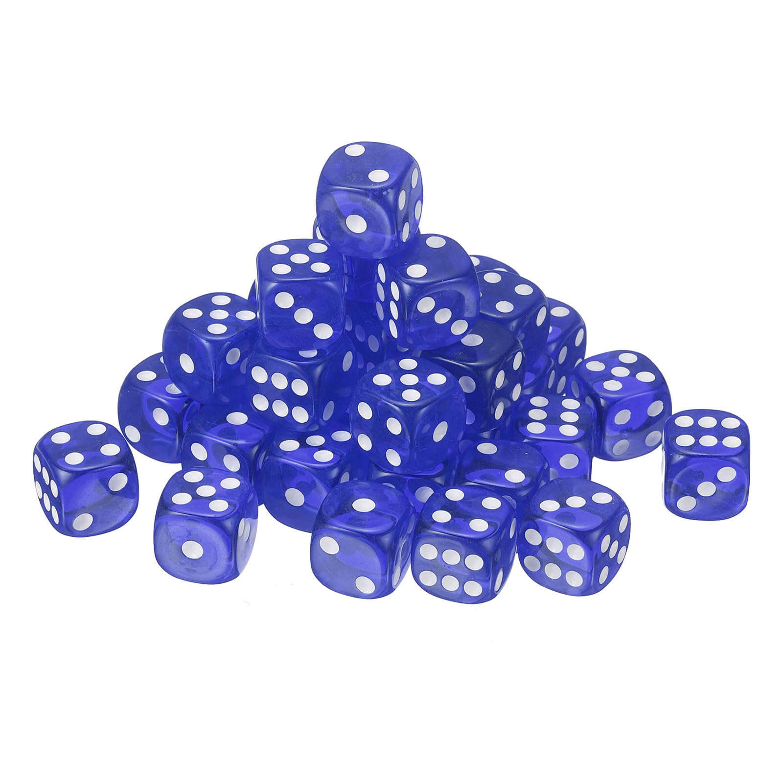 sourcing map 36Pcs 6 Sided Acrylic Dice, 16mm/0.63" Rounded Corner Translucent Colored D6 Game Dice for Theme Party Fun Table Board Games, Blue