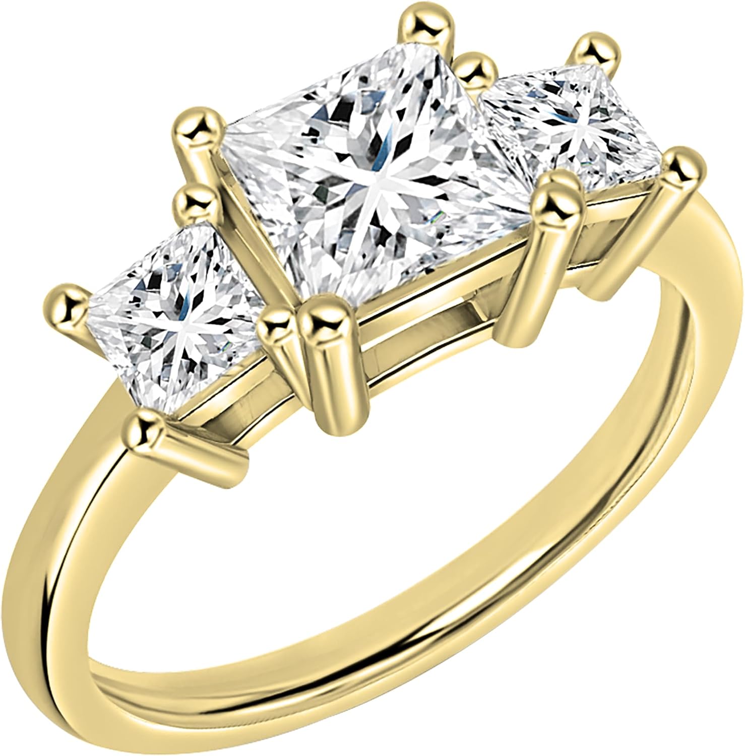 IGI Certified 1.30 Cttw Princess Lab Grown White Diamond 3 Stone Trinity Engagement Ring for Women (Center Stone 0.80 CT) in 10K Solid Gold