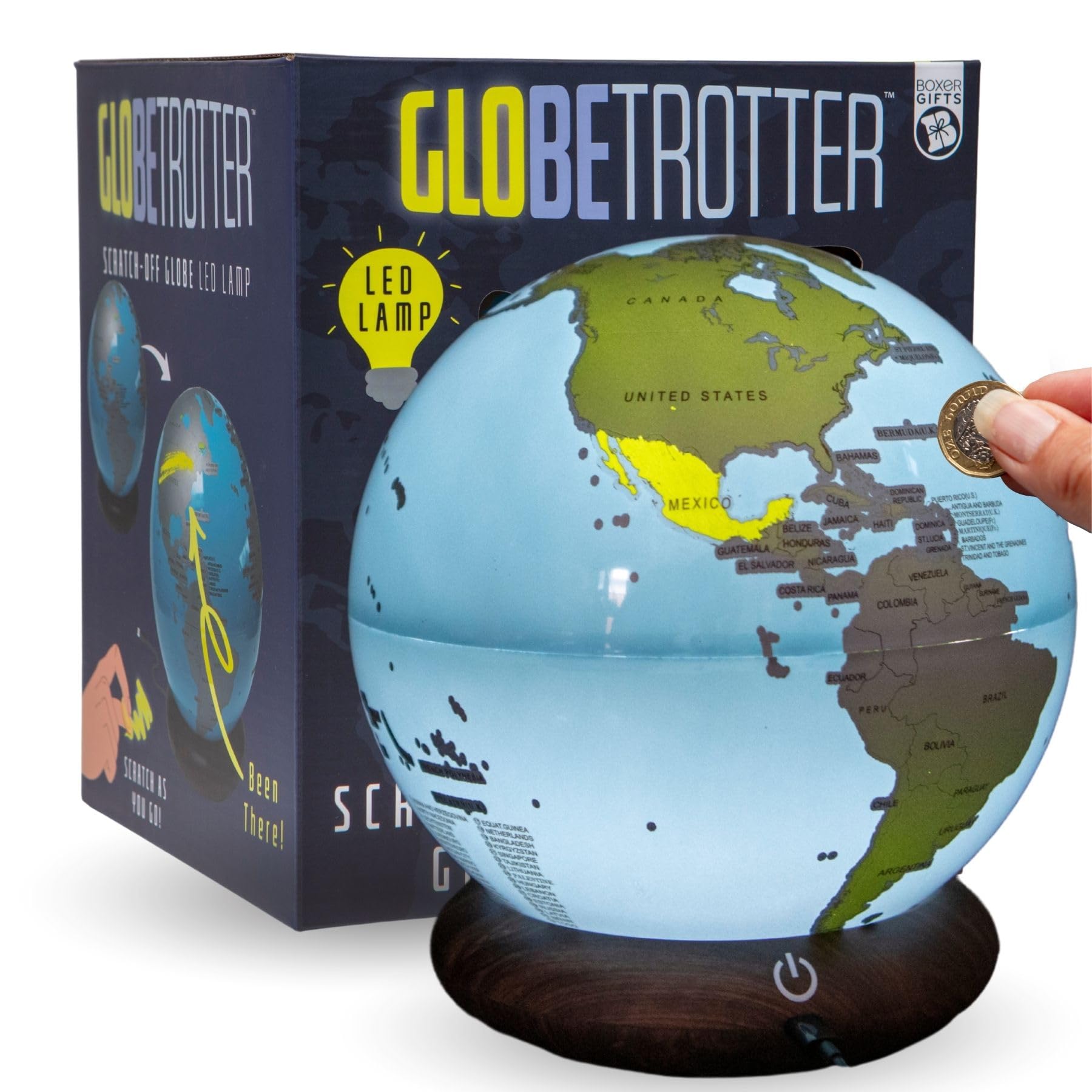 Boxer Gifts - Scratch Off World Map Globe - LED Light - Novelty Gift