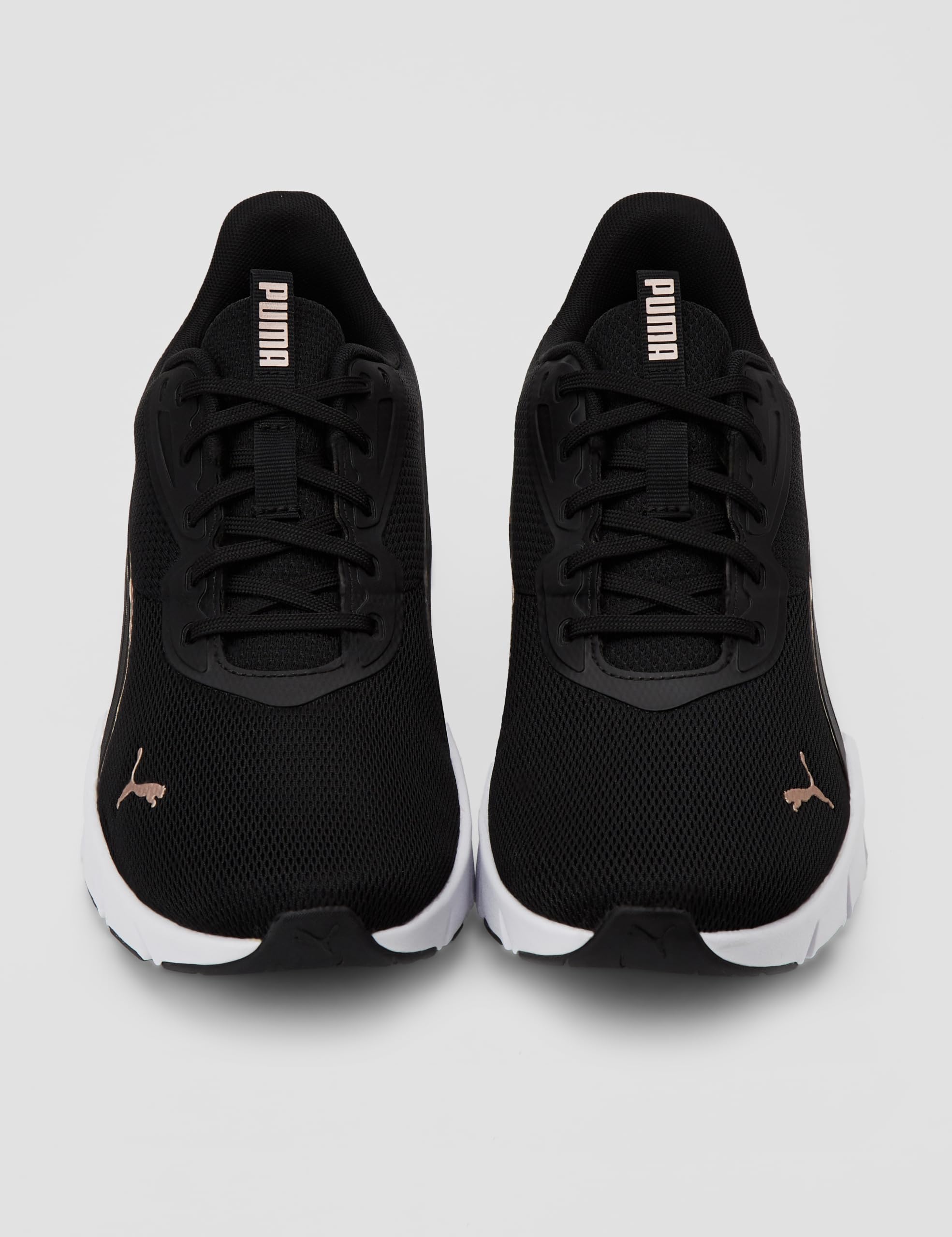 Puma FLEXFOCUS Lite - Tenis Modernos para Correr de Carretera Unisex, Negro, Blanco y Oro Rosa, Talla 10 de Reino Unido