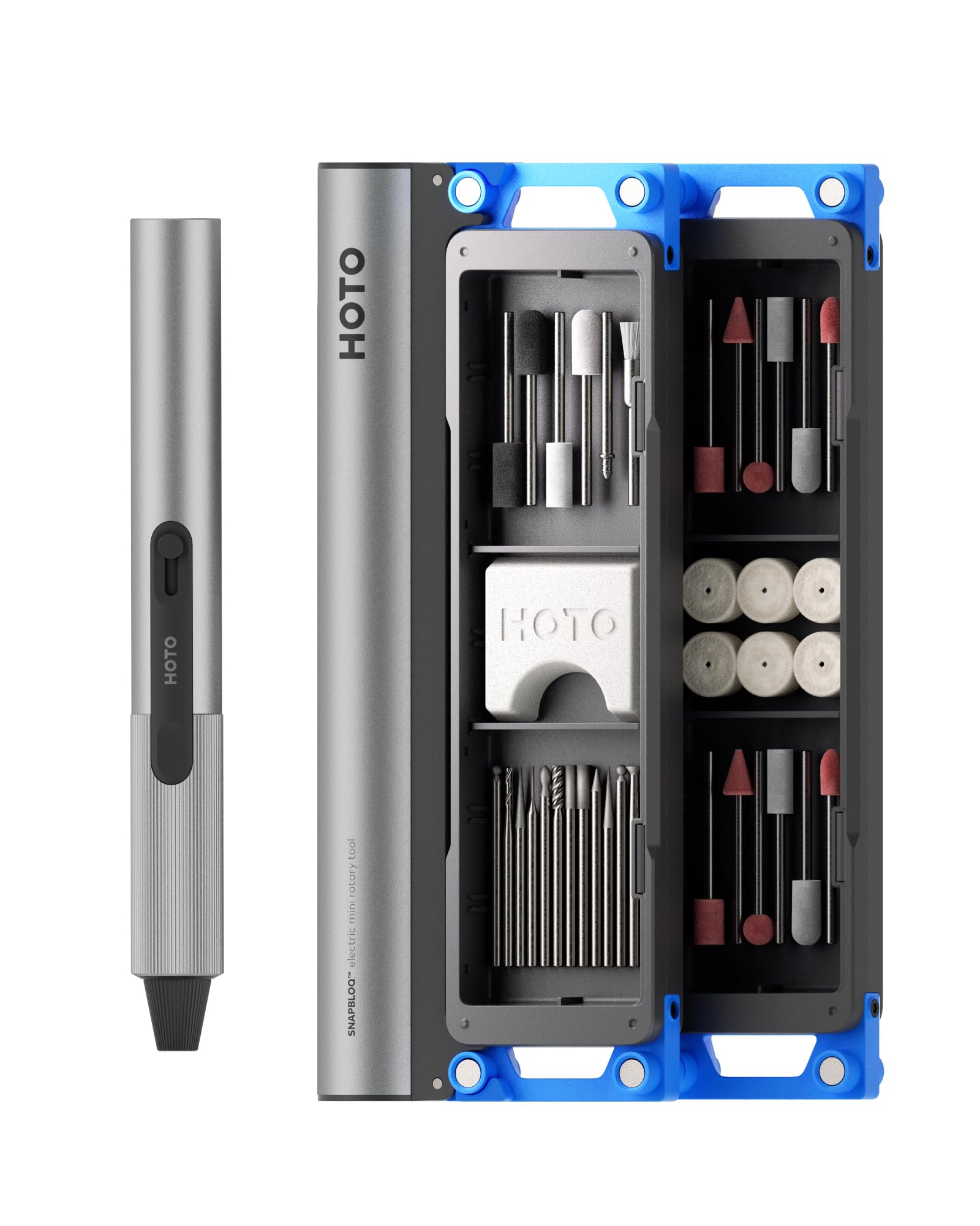 HOTO SNAPBLOQ™ R-A04 Multifunktionswerkzeug, bürstenloser Motor, 15.000–22.000 U/min, 38-teiliges Zubehörset zum Schleifen, Gravieren, Bohren und Polieren