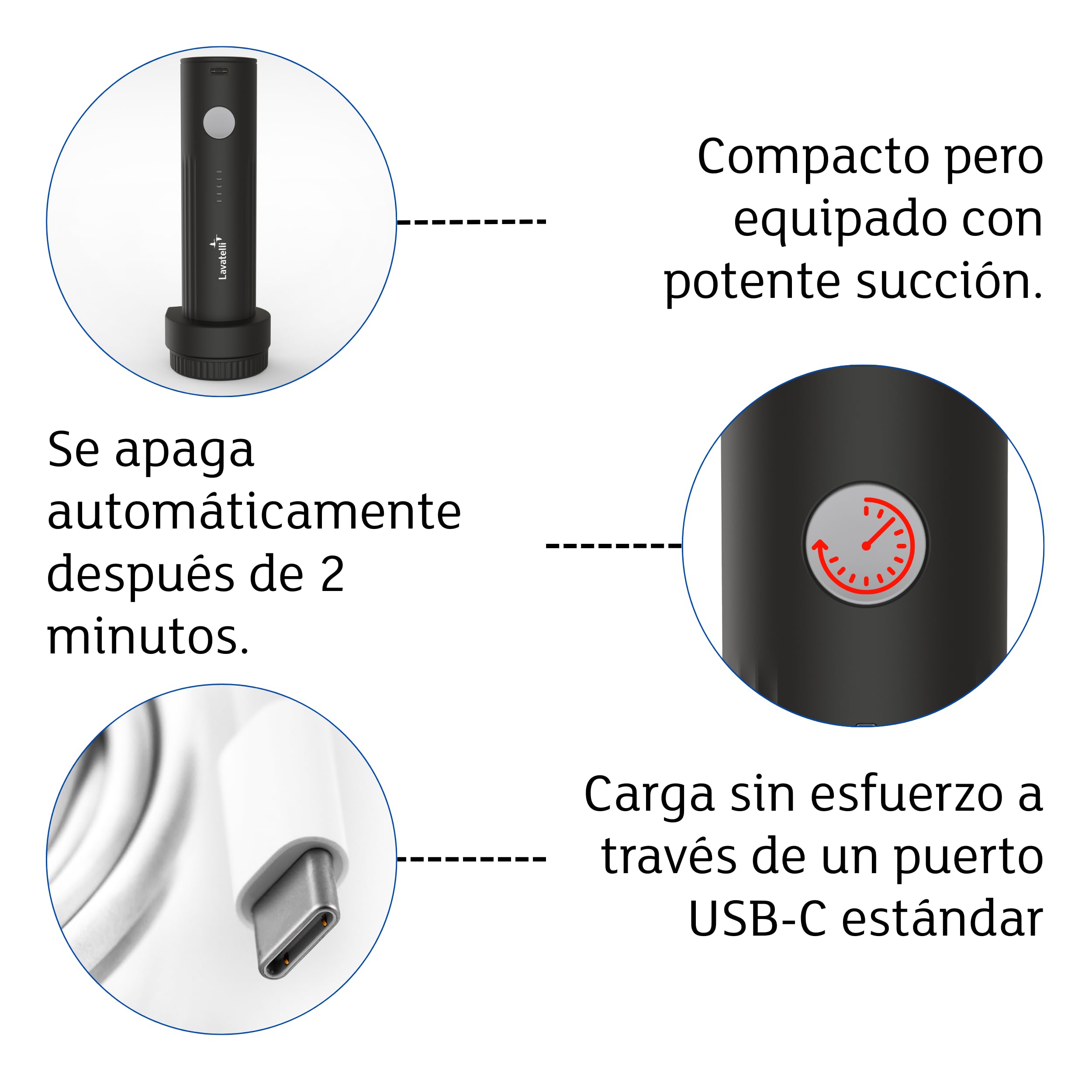 Lavatelli VAC-U-PUMP – Bomba de Vacío Eléctrica Inalámbrica 25W | Recargable USB-C 127g | Para Bolsas Vacío Ropa, Maleta y Armario | Compatible con Ryanair, Vueling y easyJet Equipaje de Mano — view 5