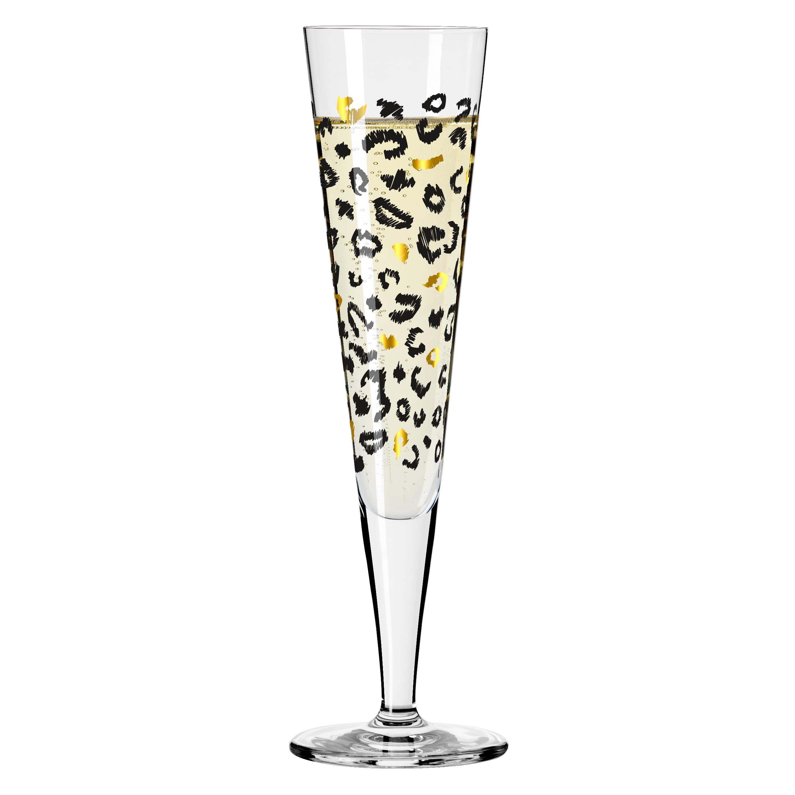 RITZENHOFF 8114002 - Bicchiere da champagne 200 ml, serie Fashion – motivo dorato con leopardo, made in Germany