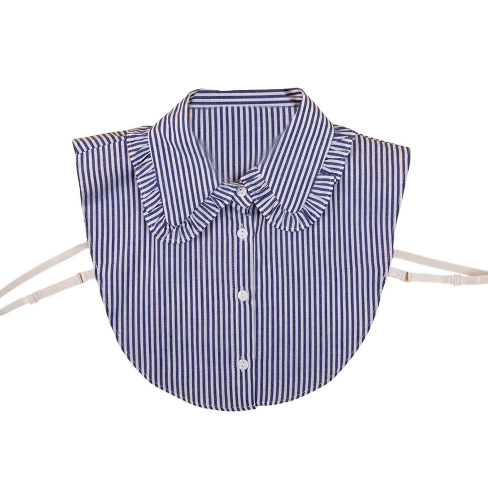 Excellaelite Women's Blue Fake Collar Detachable Collars For Dickey Shirt Ruffle Neck For Office, Party