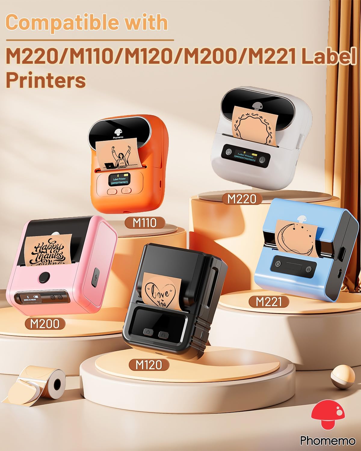 Phomemo Labels-Brown Sticker Circle Thermal Label for Jam and Jelly Jar Tags, and More (1.96" x 1.96" Round, 140 Labels/Roll) Compatible with M110/M220/M221/M110/M100/M250, Black on Brown, 50 x 50mm - Image 7