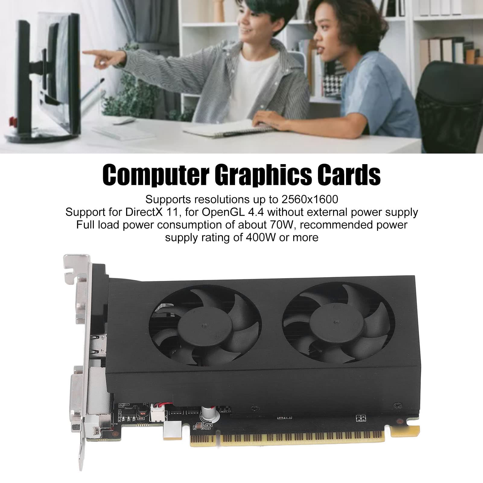 Schede grafiche GTX750 4G DDR5 GPU doppia ventola da 128 bit con interfaccia multimediale HD DVI VGA per PC da gioco Workstation Metallo nero