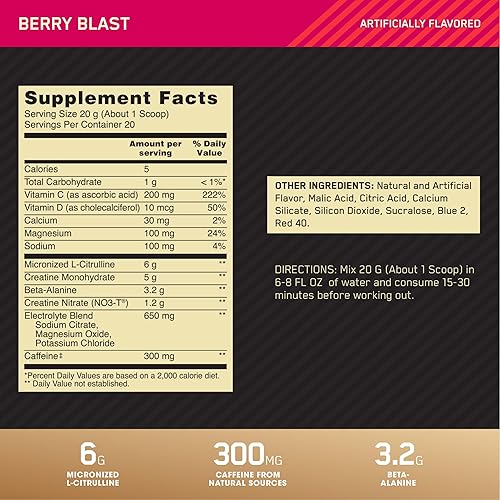 Miniatura 3 de Optimum Nutrition Gold Standard Pre Entrenamiento Avanzado con Creatina Beta-Alanina L-Citrulina Micronizada y Cafeína para obtener energía apto