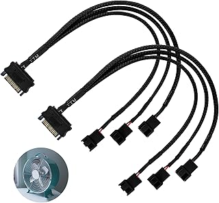 Bubuyun 2PCS Fan Adapter Cable 15 Pin SATA to 3 x 3 Pin / 4 Pin PWM Fan Cables 12v Case Fan Power Adapter Cable SATA Computer Cooler