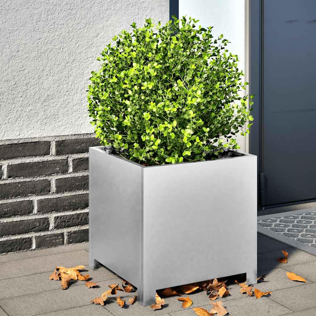 Macetero de acero galvanizado, 40 x 40 x 40 cm, estable para plantas, flores, verduras, hierbas, maceteros profundos, decoración, balcón, terraza, duradero, resistente al óxido