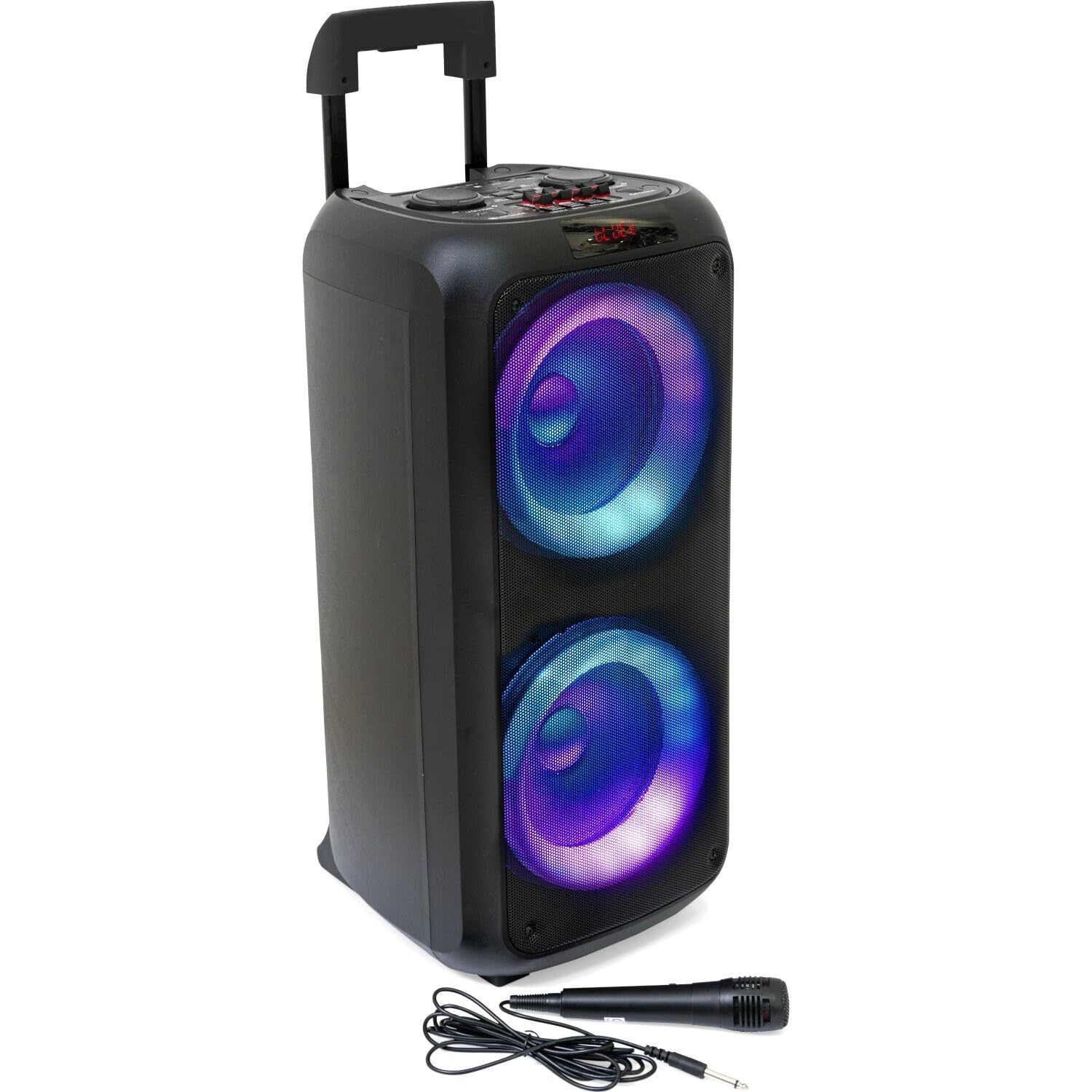 BMI Enceinte Active Sono Ibiza Sound VENUS600 - Lumineuse Karaoke 2 x 8/20cm 600W, Bluetooth USB TWS, Batterie intégrée