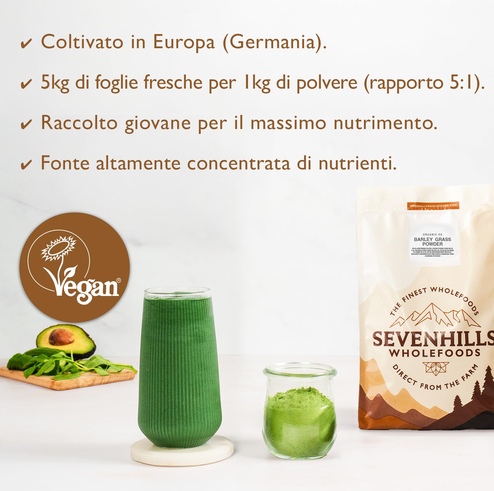 Sevenhills Wholefoods Erba D'Orzo Biologica Europea in Polvere 1kg