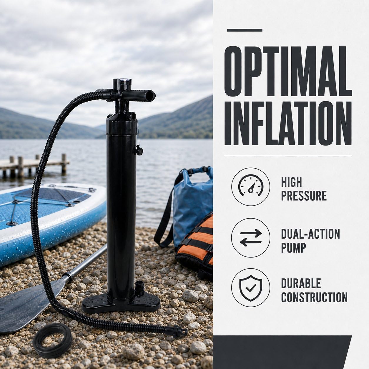 Pompa a Mano Doppia Azione per Gonfiabili, con Manometro Integrato per Gonfio Preciso