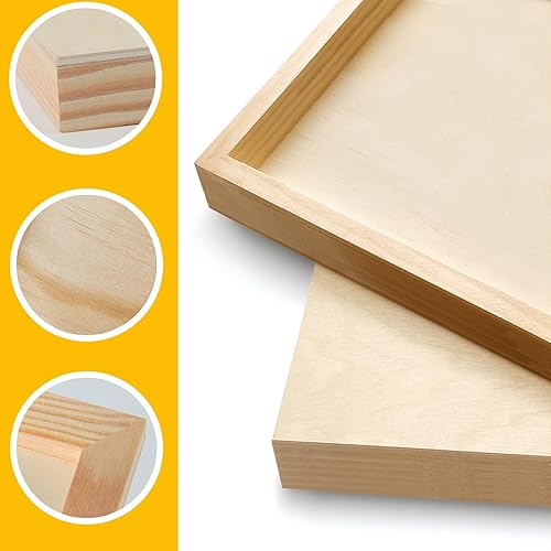 Miniatura 5 de Falling in Art Paquete de 2 paneles de lienzo de madera sin terminar, kit de paneles de madera de abedul de galería de 20 x 20 pulgadas, tablas de