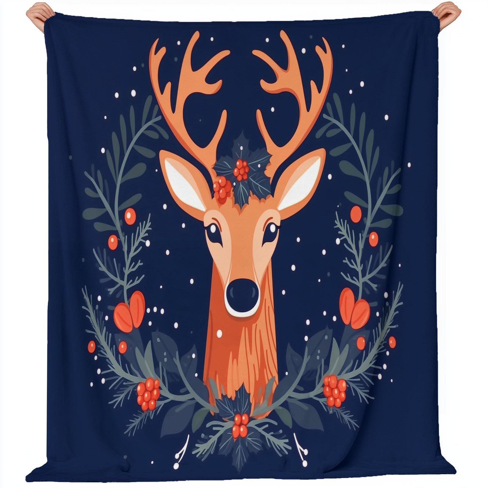 Couverture polaire hiver 150x200cm pour des soirées cocooning au chaud sur le canapé bleu marine