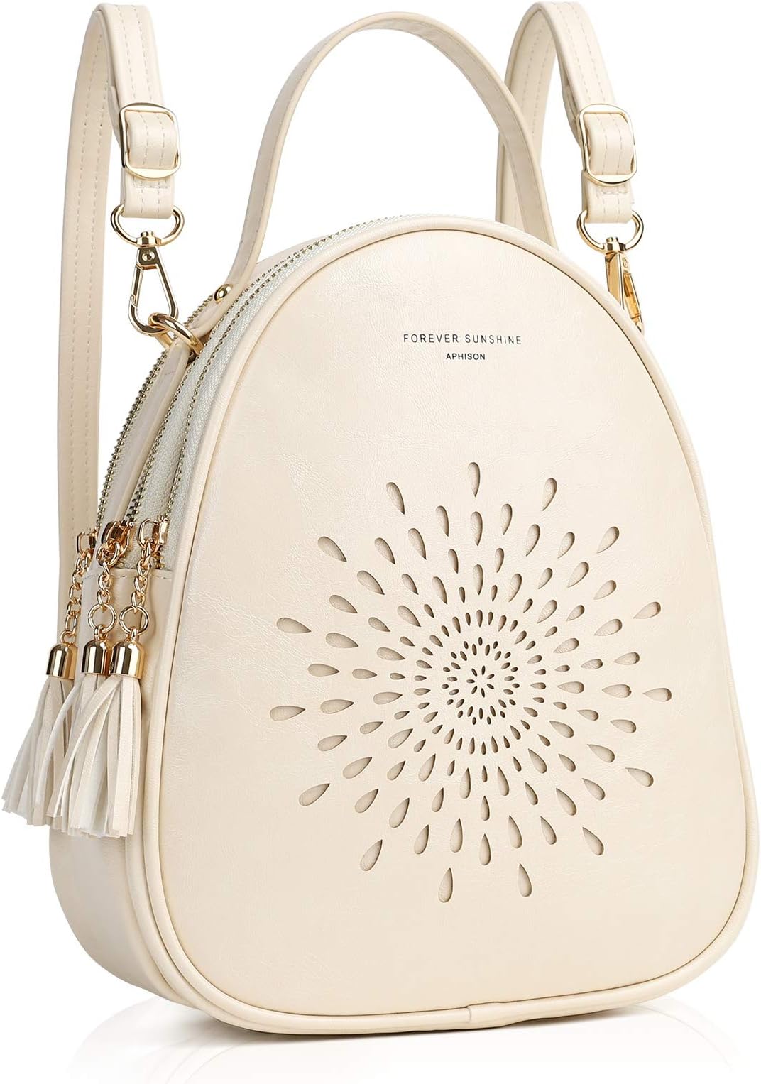 APHISONFashion Mini Backpack Purse for Women Cute Small Backpacks PU Leather Crossbody Shoulder Bags Handbags Multifunctional and Large-Capacity Daypack Purse L-WHITE