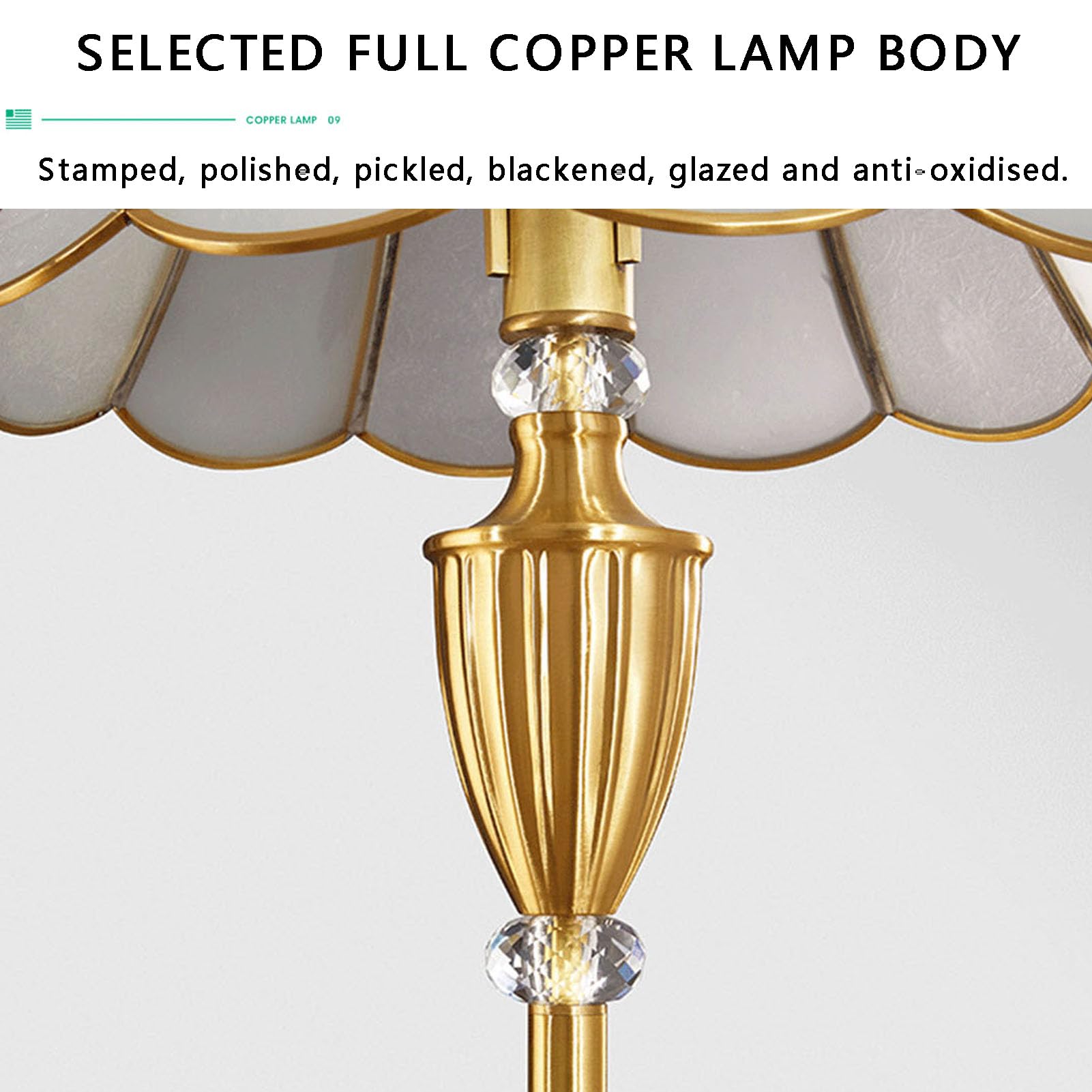 Lampa podłogowa, stojąca 145 cm wysokości, antyczny mosiądz, metalowa kolumna, złoty brąz, klosz dzwonka do salonu, czytelnia, sypialnia rodzinna, dom