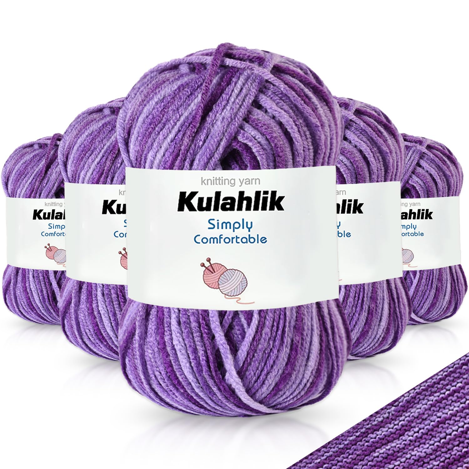 250g(5x50g) Acrylic Yarn for Crochet/Knitting, Colorful Gradient Yarn Thread, 5 Rolls Skeins, Perfect for Any Knitting Crochet and Crafts Mini Project — view 62