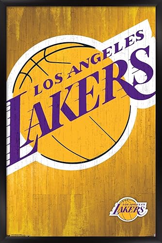 Trends International NBA Los Angeles Lakers - Póster de pared con logotipo 13, 22.375 x 34 pulgadas, versión enmarcada negra
