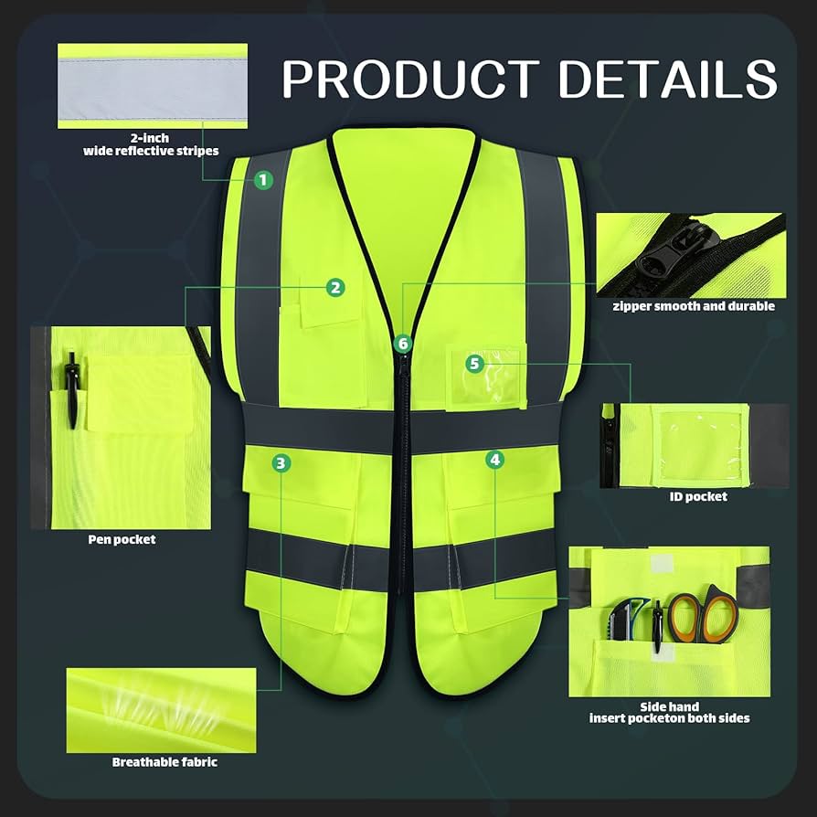 Amazon Vest M/Lサイズ Kanayu 8 Pcs 16 Inch Signal Traffic Wand High Visibility