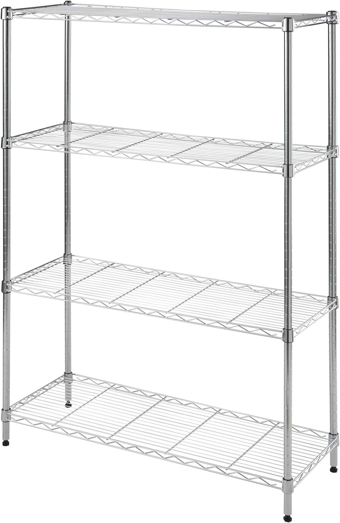 Wire Rack 4 Shelf Adjustable Storage Rack, Heavy Duty Shelving Unit for Pantry, Laundry, Bathroom, Kitchen, 600Lbs Capacity, White, 90L X 35W X 135H cm, HTC-WR603