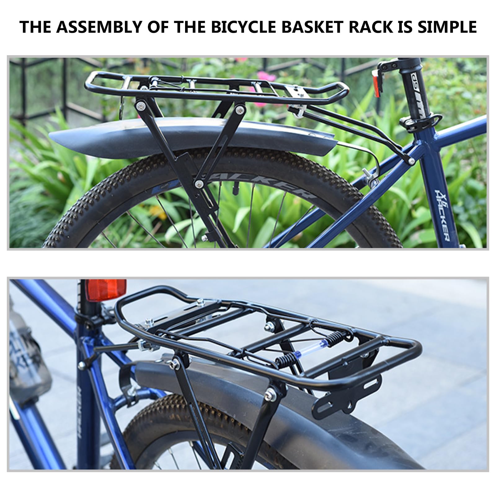 Porte-Bagages Vélo: Porte-Bagages Arrière Montainbike Universel, Ajustable Avec Hauteur Réglable, Porte-Bagages Touring Pour Voyages, Achats Et École (Noir)