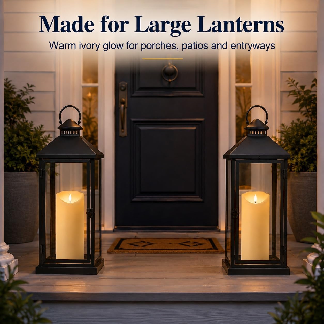 Grandi candele tremolanti senza fiamma con telecomando, candele a batteria con timer, 10,2 x 22,9 cm, candele finte a pilastro a LED avorio per lanterne da esterno portico, set di 2