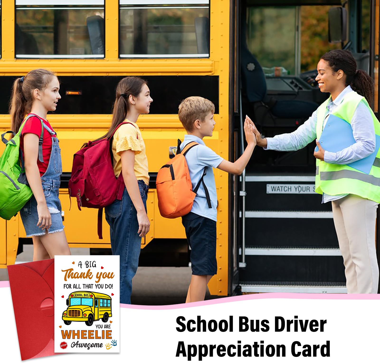 School Bus Driver Thank You Card - Appreciation Gifts for Bus Drivers, End of Year & Retirement Gifts for Men Women, Ideal for School Bus Driver Appreciation Week