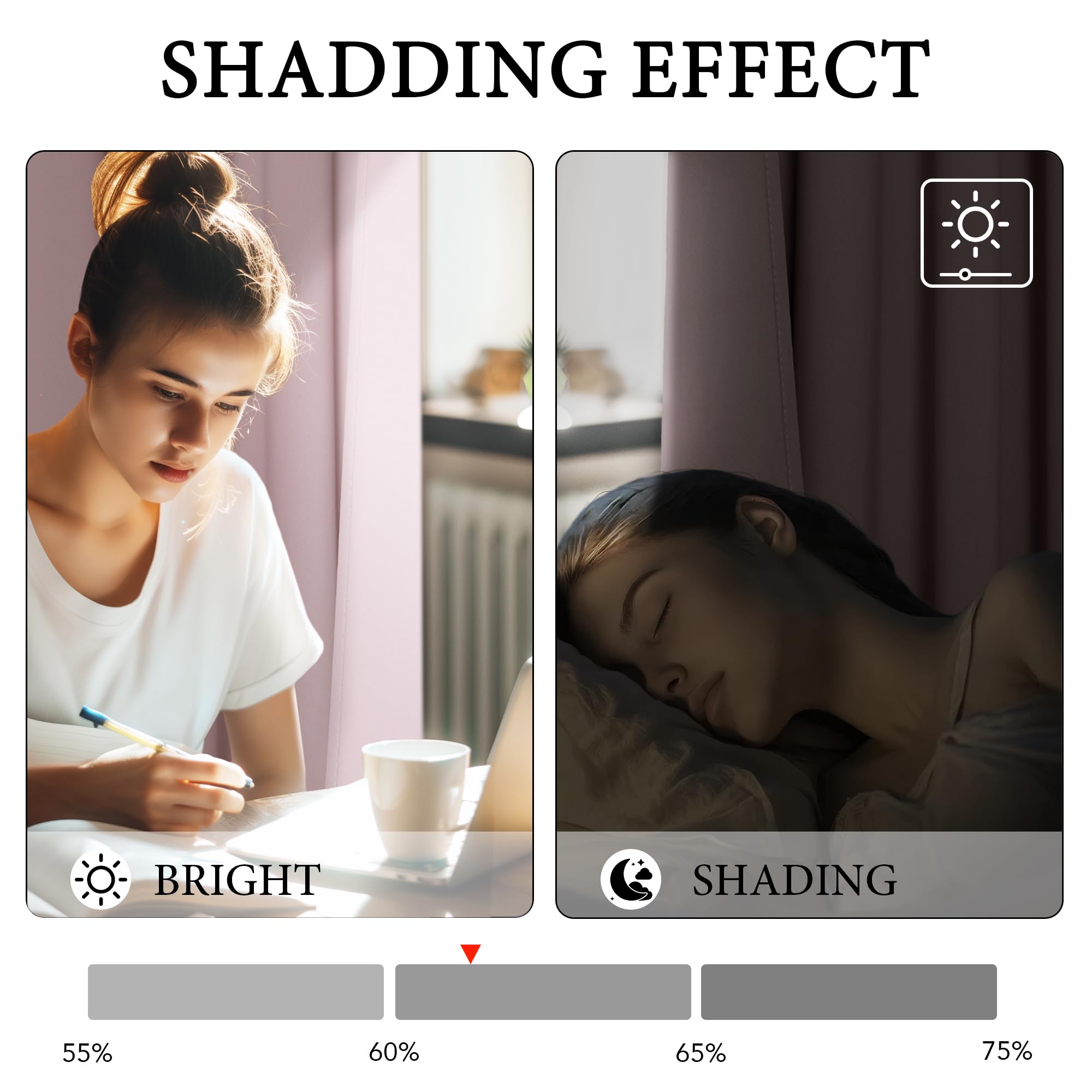 PONY DANCE Tenda Oscuante per Bambini Cameretta Tende Termiche Isolanti con Occhielli per Salotto e Soggiorno Moderne 2 Pezzi L 167 x A 228 cm, Rosa Chiaro