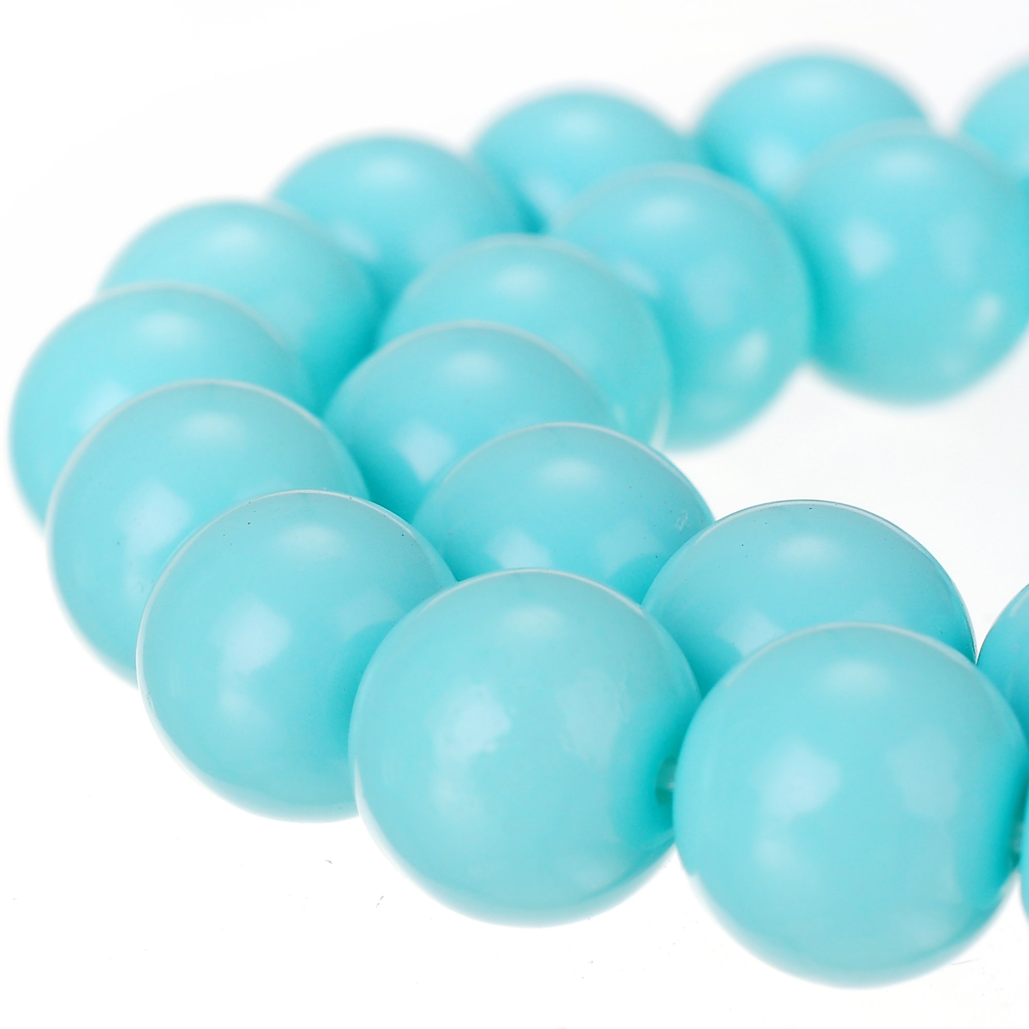 RUBYCA Round Opaque Painted Druk Czech Glass Beads Bulk Jewelry Making Supplies Strand (Blue, 12mm)
