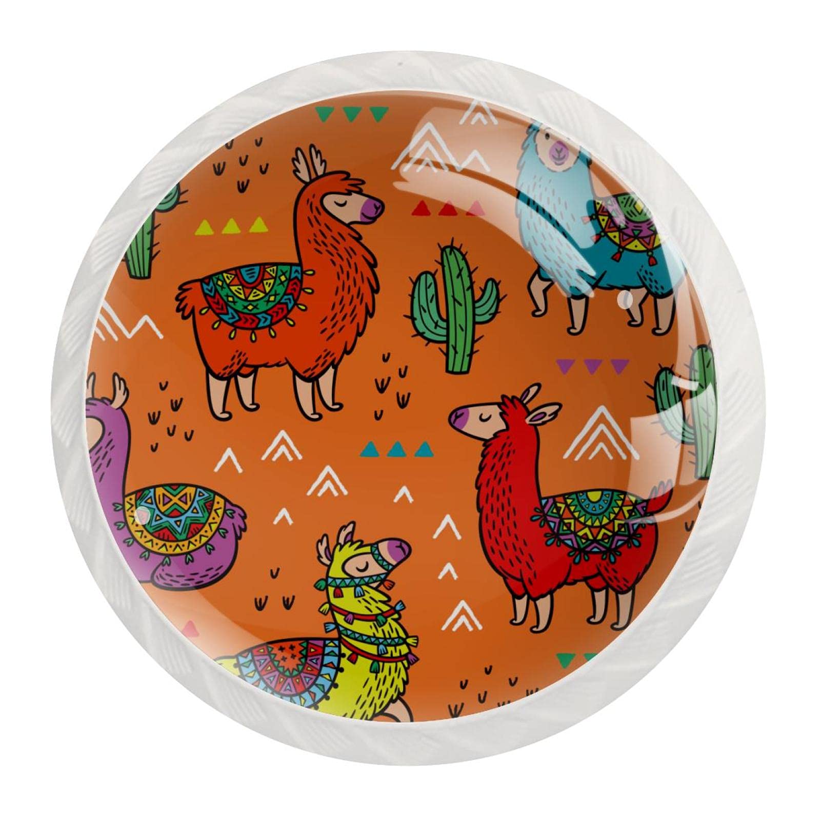 Lot de 12 poignées de tiroir rondes blanches en forme de lamas, d'alpaga, cactus