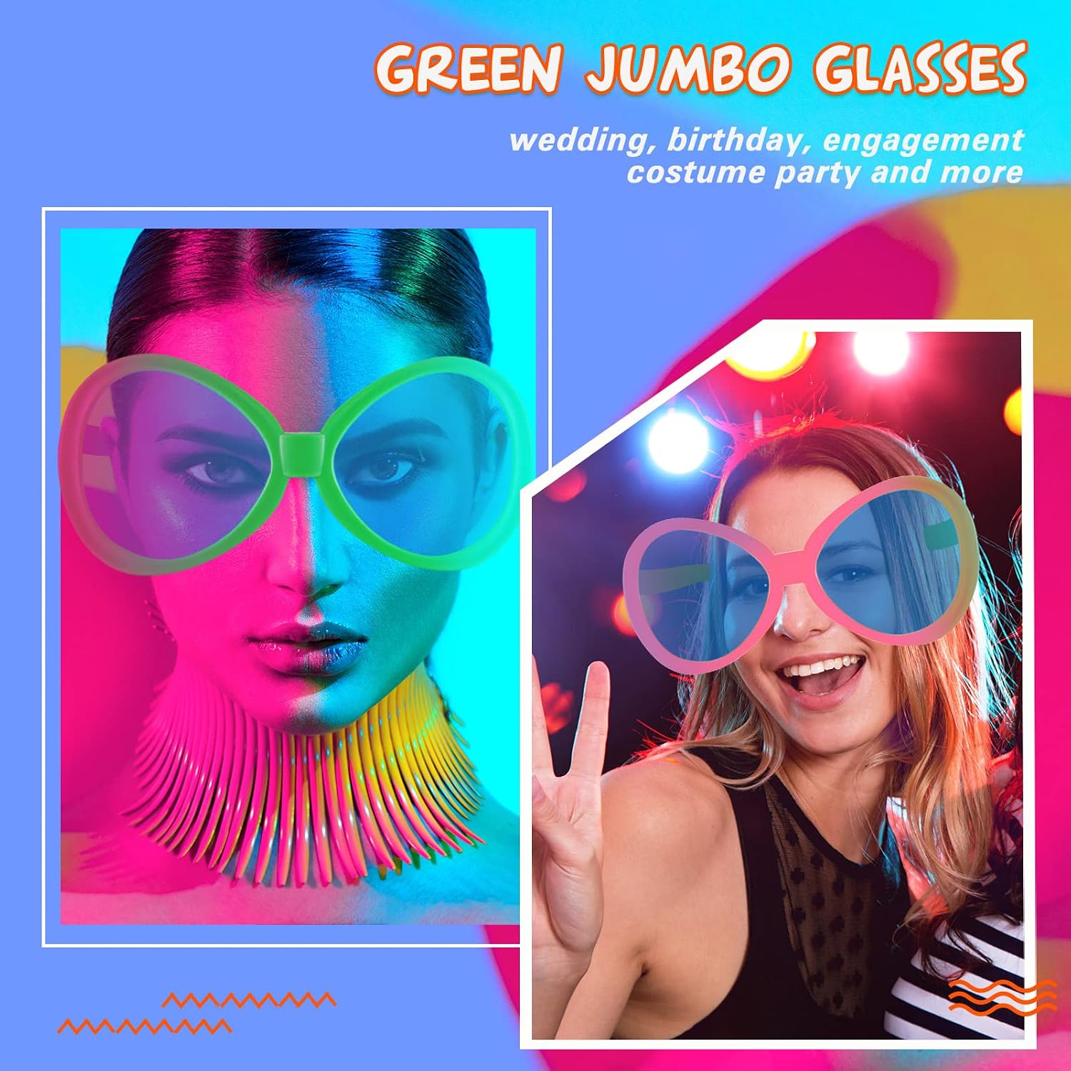 Flutesan 2 Pcs Giant Sunglasses Jumbo Clown Glasses Funny for Adults Photo Props for Summer Party
