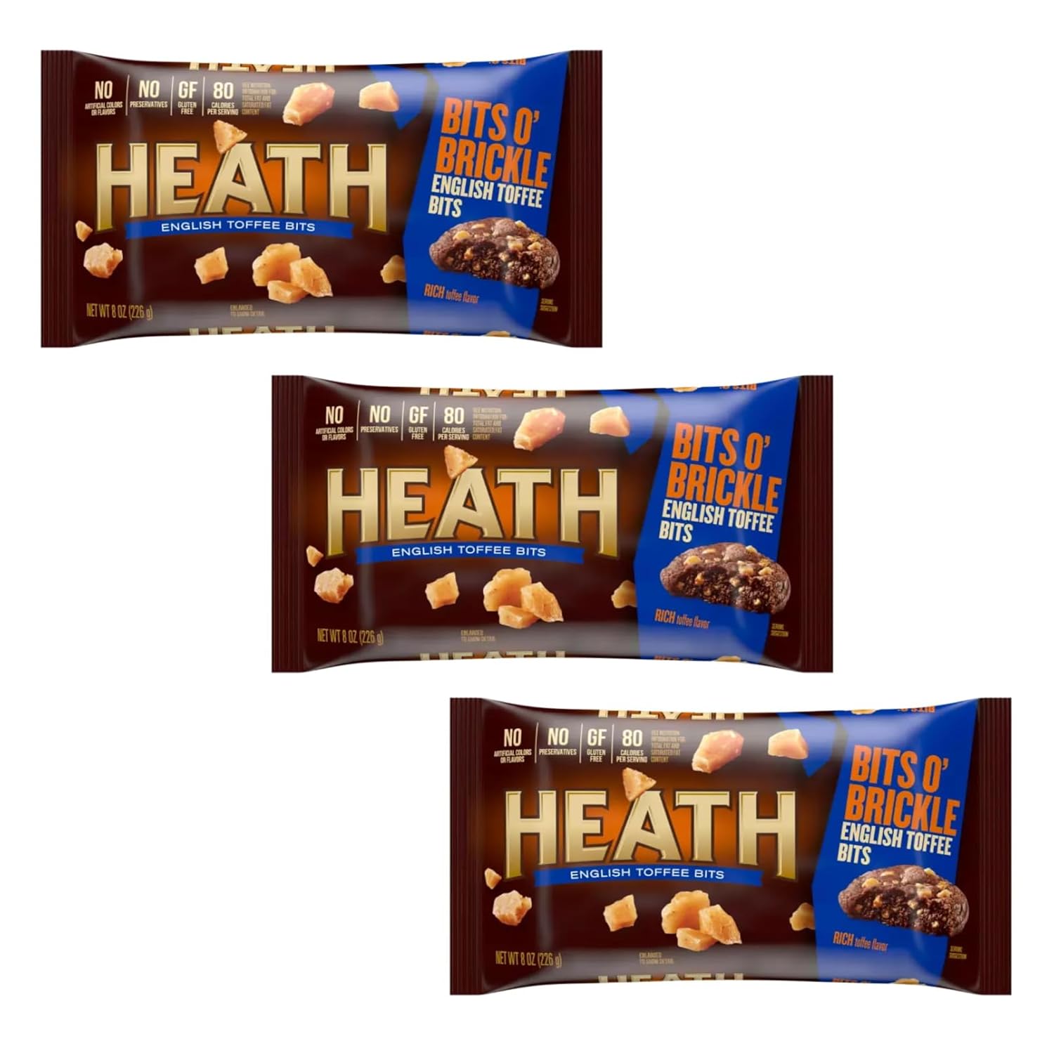 Heath English Toffee Bits Baking Chips - Pack of 3 - Delicious Additions to Any Treat - Great for Sharing with Friends and Family - Tasty Bits