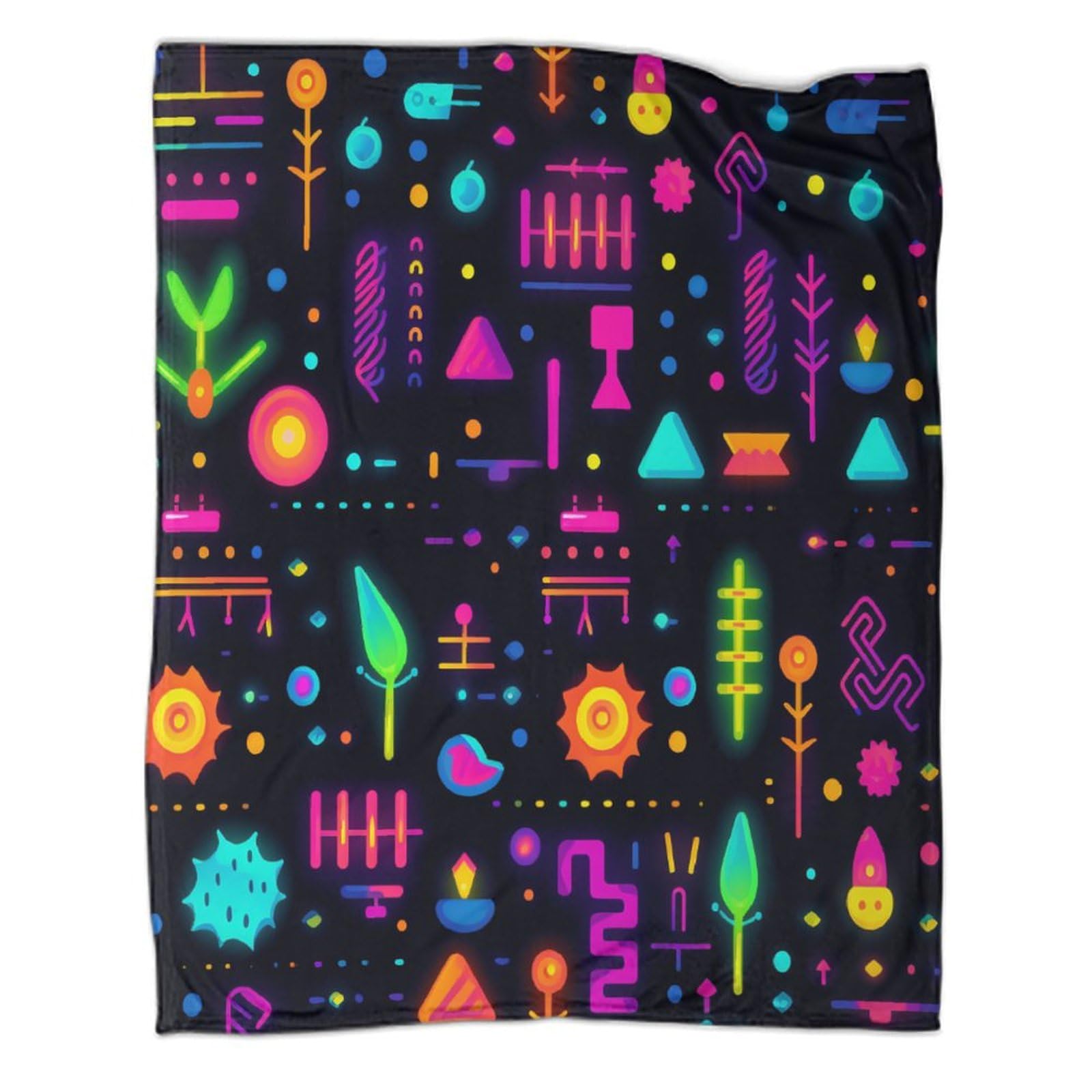 Luci al neon Coperta Di Flanella Stampa 3D Peluche Coperte Microfibra Caldo Morbida Per Bambini Adulti Coperta Termica ，per Divano Letto Tutte Le Stagioni 80x90inch(200x230cm)
