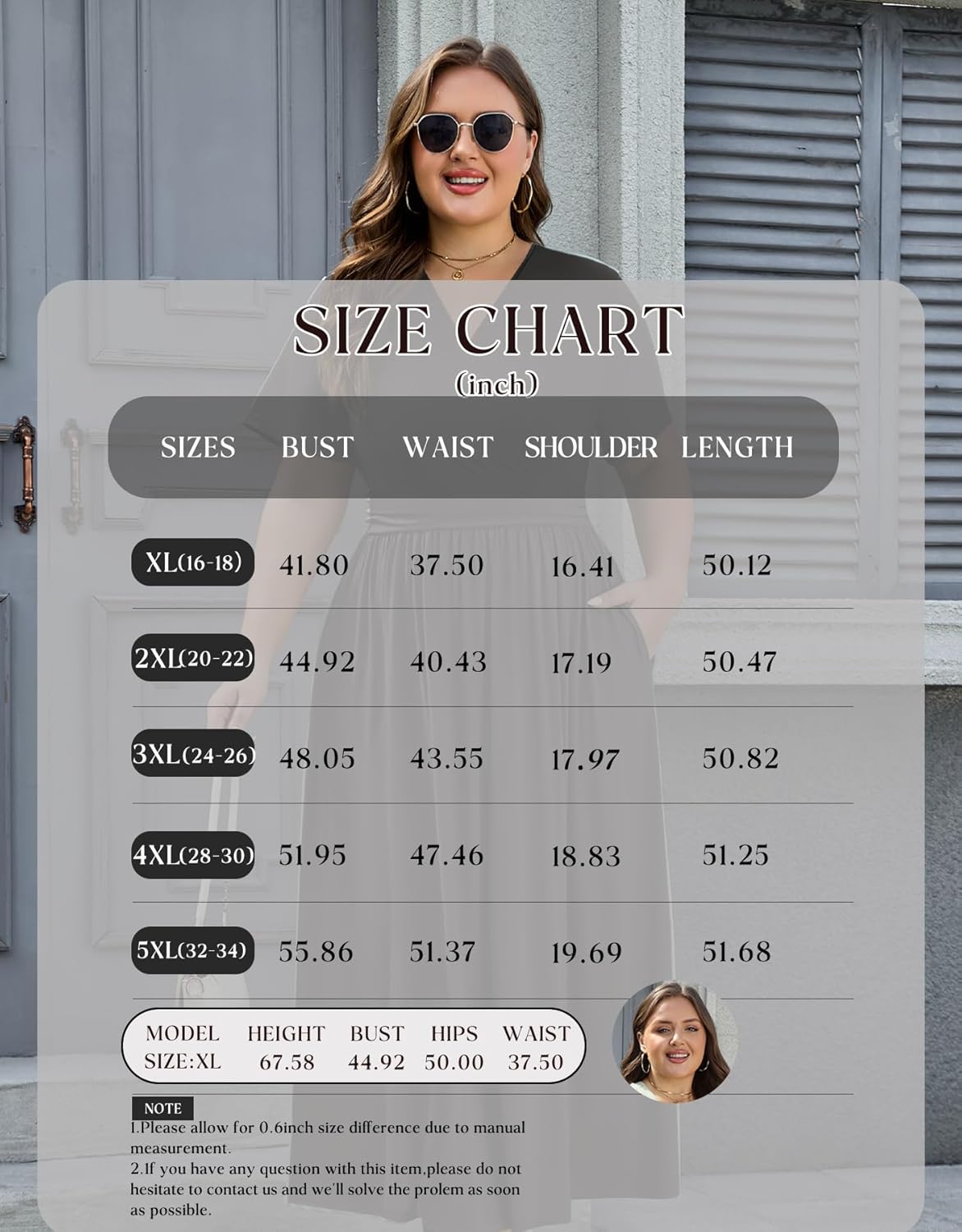 Plus Size Maxi Dresses for Curvy Women Short Sleeve Wrap V-Neck Summer Dress with Pockets - Image 6