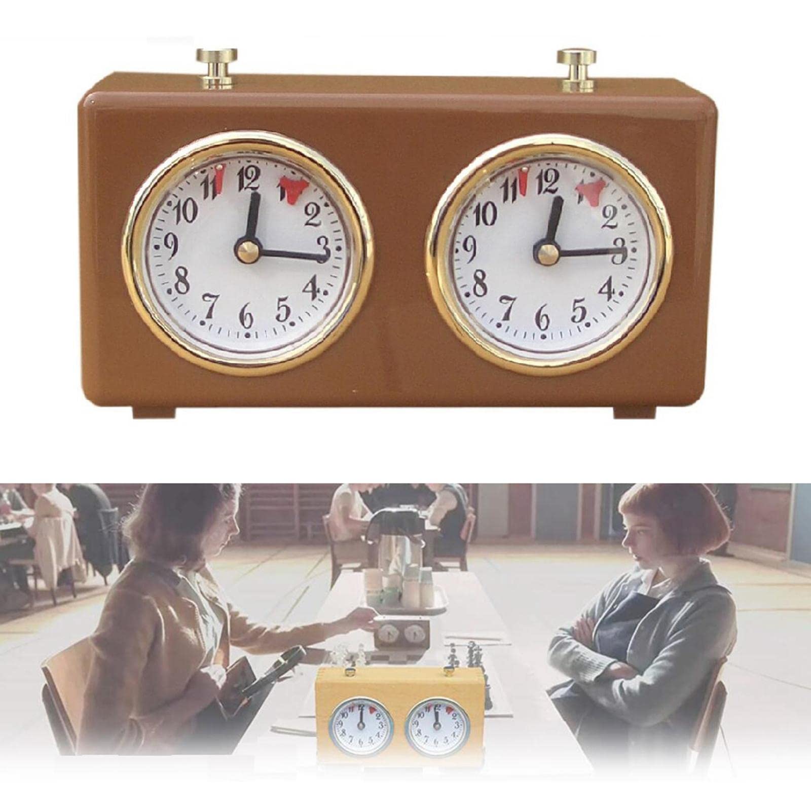 Mechanische Schachspieluhr, internationale Schachuhr, Turnieruhr, analog, Schachuhr, Timer (keine Batterie erforderlich) für Zuhause, Schule, Schach spielen