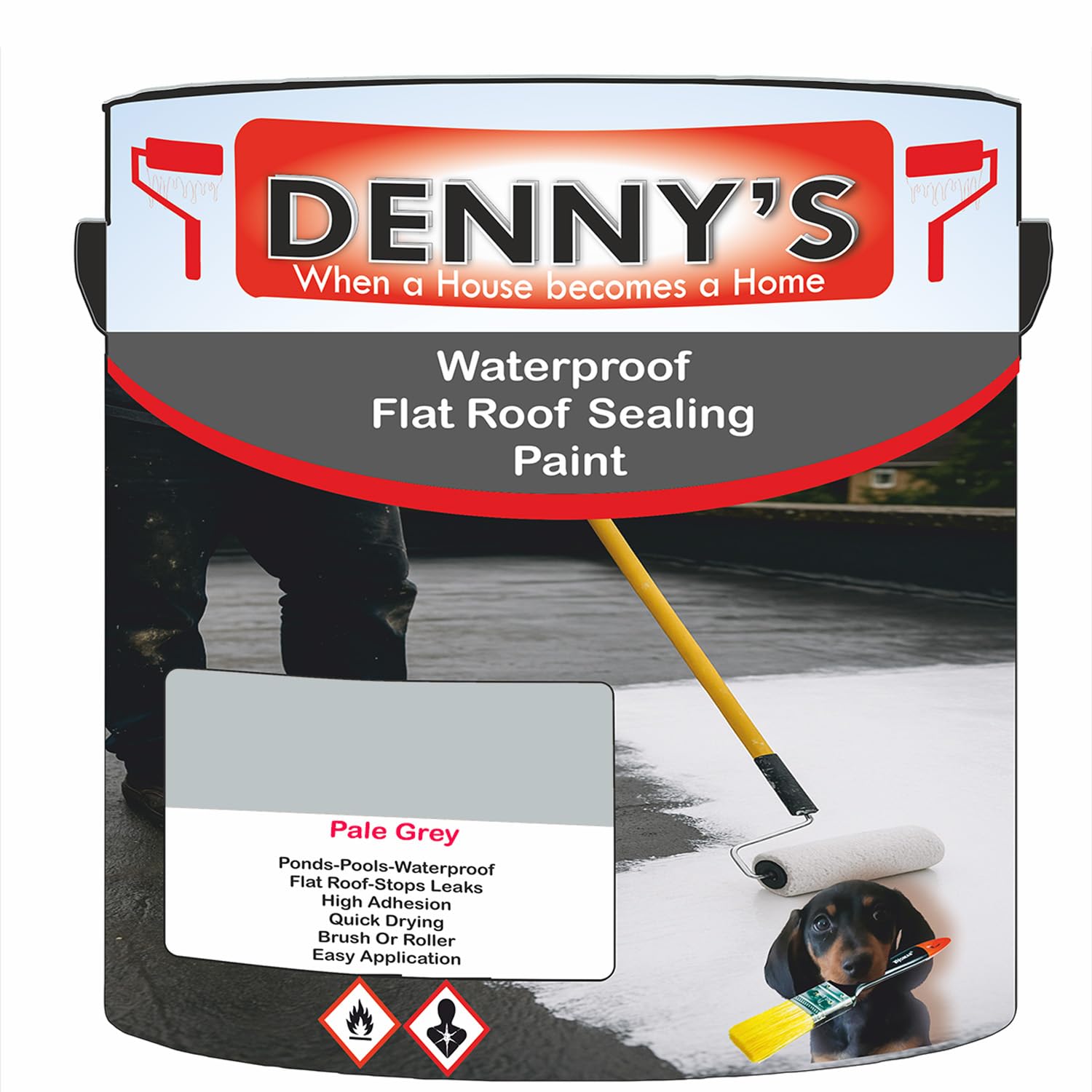 SCOOBYS PAINTS BACK IN THE MIX Chlorinated Rubber Flat Roof Paint – Waterproof Roof Sealer & Leak Repair Coating, Quick Drying, High Adhesion (Pale Grey, 250ML Tin) — image 1