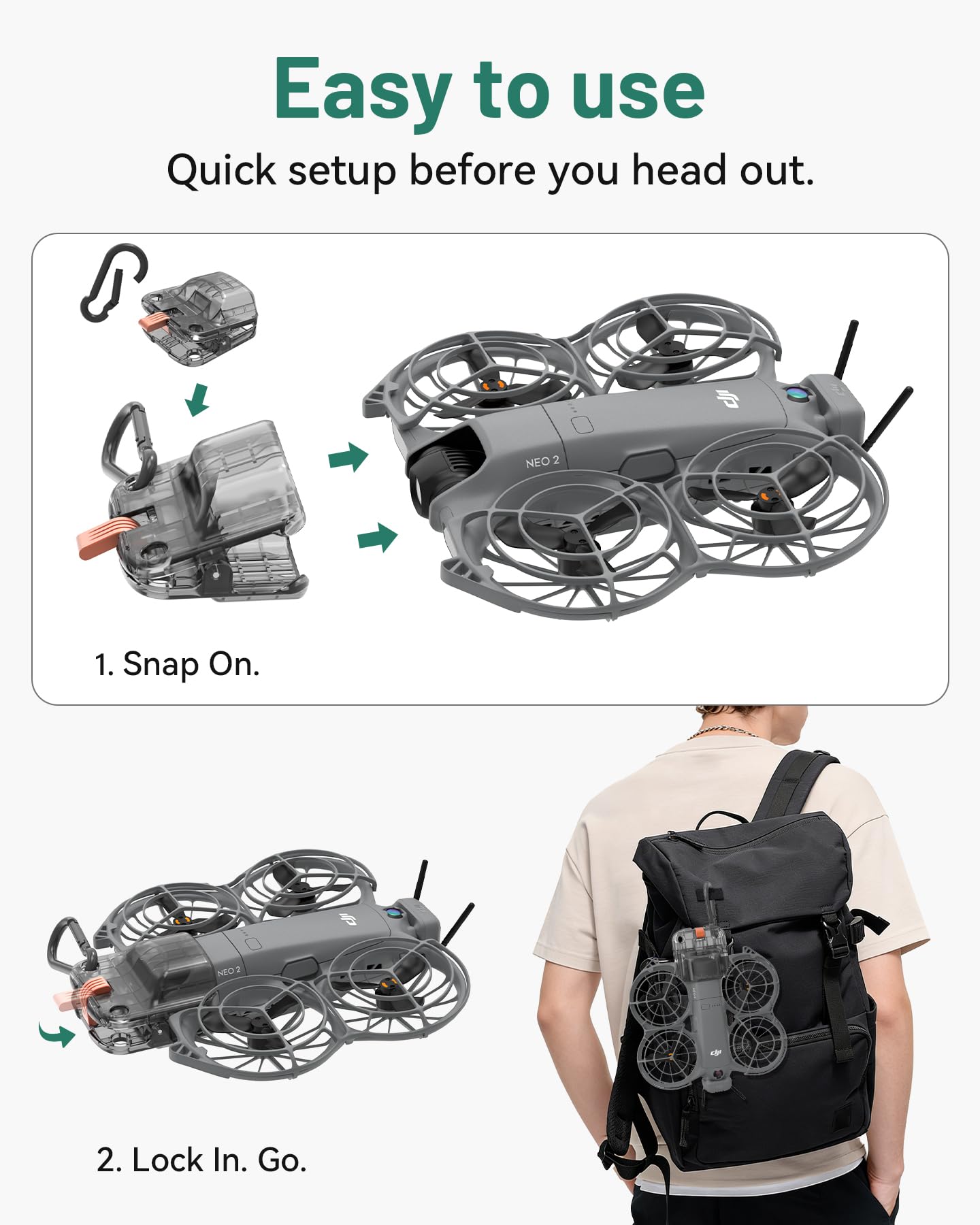 Ochrona żyroskopu dla drona DJI Neo 2, osłona żyroskopu dla akcesoriów DJI Neo 2, kompaktowa, lekka, przenośna do plecaka, na wędrówki, camping