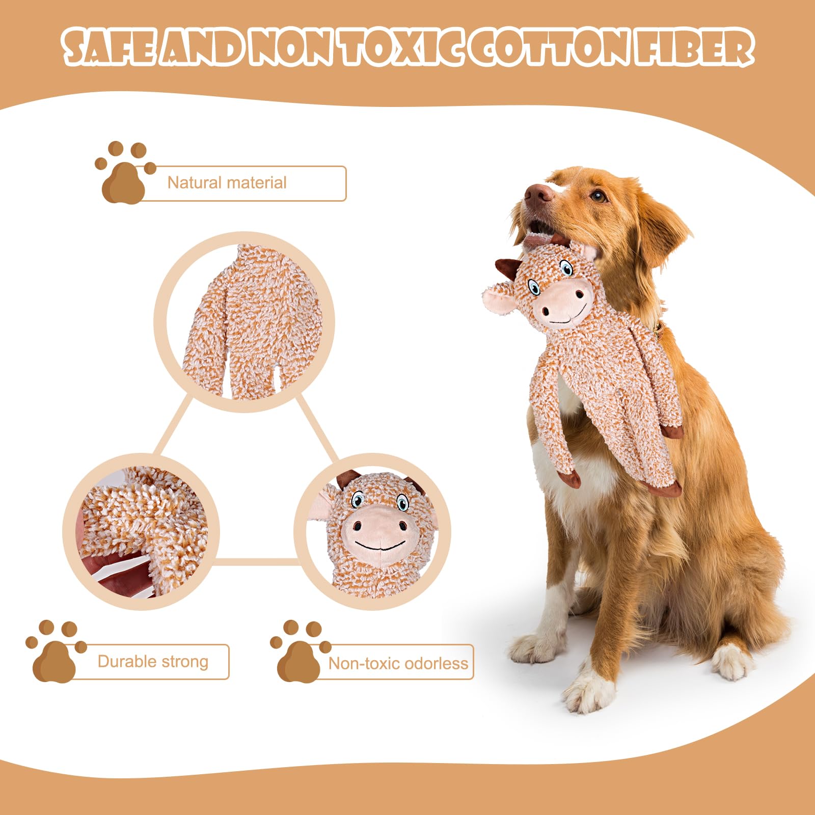 Juguetes para perros grandes sin relleno, paquete de 5 juguetes interactivos de animales chirriantes y arrugados, juguetes de peluche para la dentición para mantenerlos ocupados, bonitos regalos