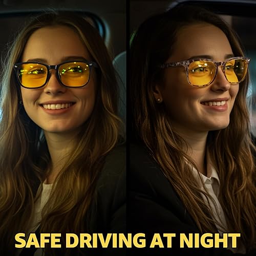 Miniatura 2 de Myiaur Paquete de 2 lentes de visión nocturna para mujer, gafas nocturnas para conducir con lente amarilla antirreflejos, polarizadas, protección