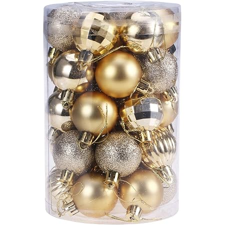Amazon Ledmomo クリスマス ボール オーナメント クリスマスツリー飾り クリスマス装飾品 ゴールド 4cm 34pcs ボール おもちゃ