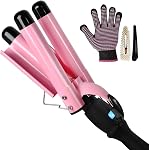 3 Barrel Curling Iron Ceramic Hair Curler, 1 inch Curling Wand Hair Waver Iron, Dual Voltage Hair Crimper with LCD Display, Professional Fast Heating Triple Barrel Curler, Hair Styling Tools