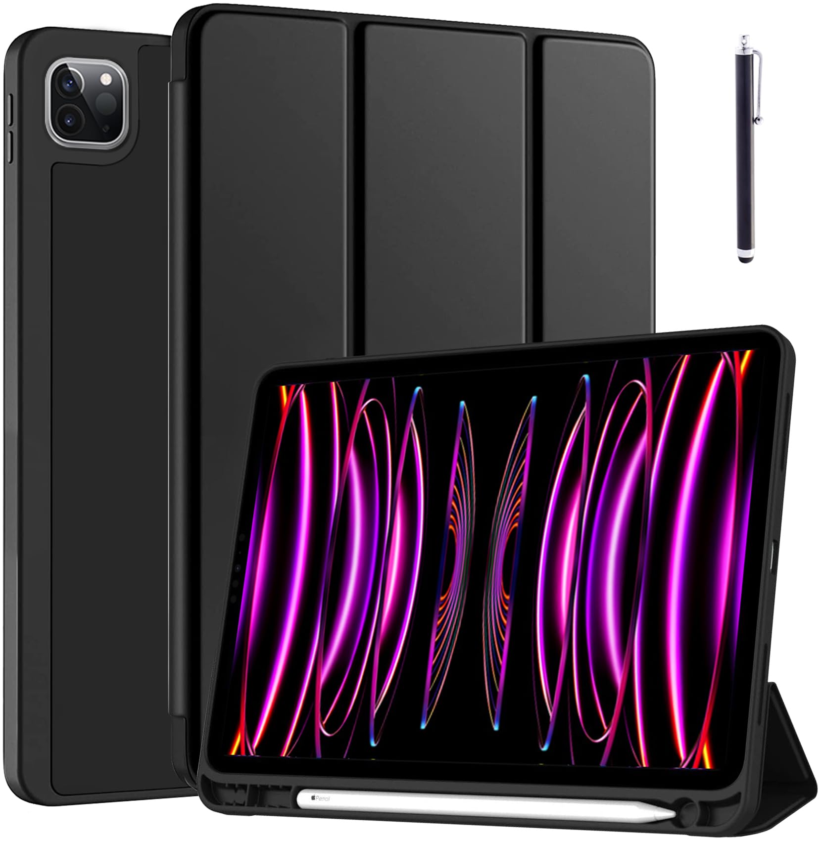 Robustrion Flip Stand Case Cover for iPad Pro 12.9 inch Case 4th Gen / 5th Gen / 6th Gen Generation 2022 M1 [Auto Sleep Wake] with Pencil Holder - Black (B0BH3VQV4W) Amazon Price History, Amazon Price Tracker