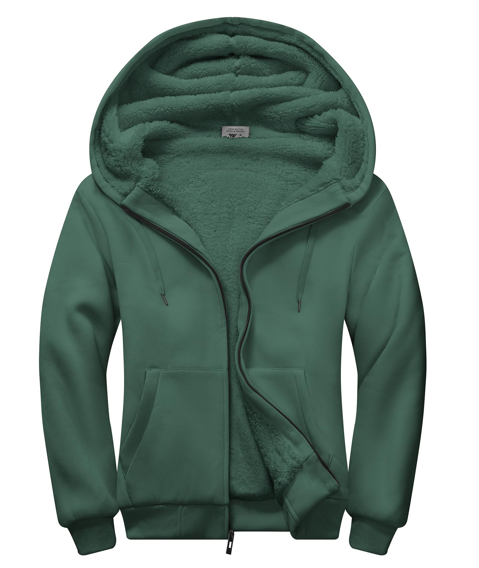 SWISSWELL Men Zip Up Hoodies Sherpa Lined Jacket Heavyweight Fleece Sweatshirt Winter Warm Hooded Coat
