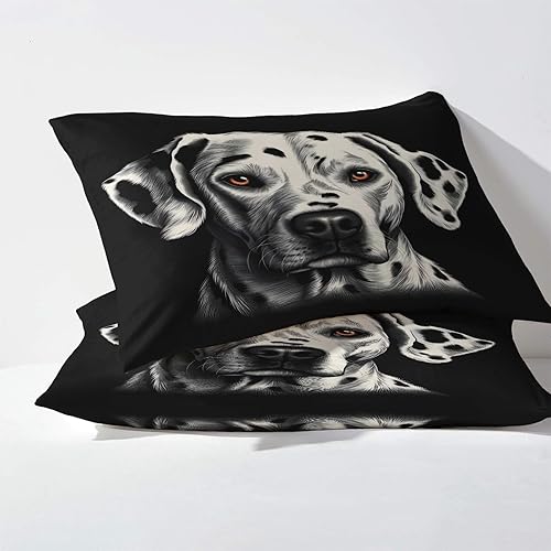 Miniatura 3 de Dálmata Sábanas tamaño King, sábanas para perro, sábanas y fundas de almohada estampadas de 4 piezas, sábana bajera ajustable de microfibra suave