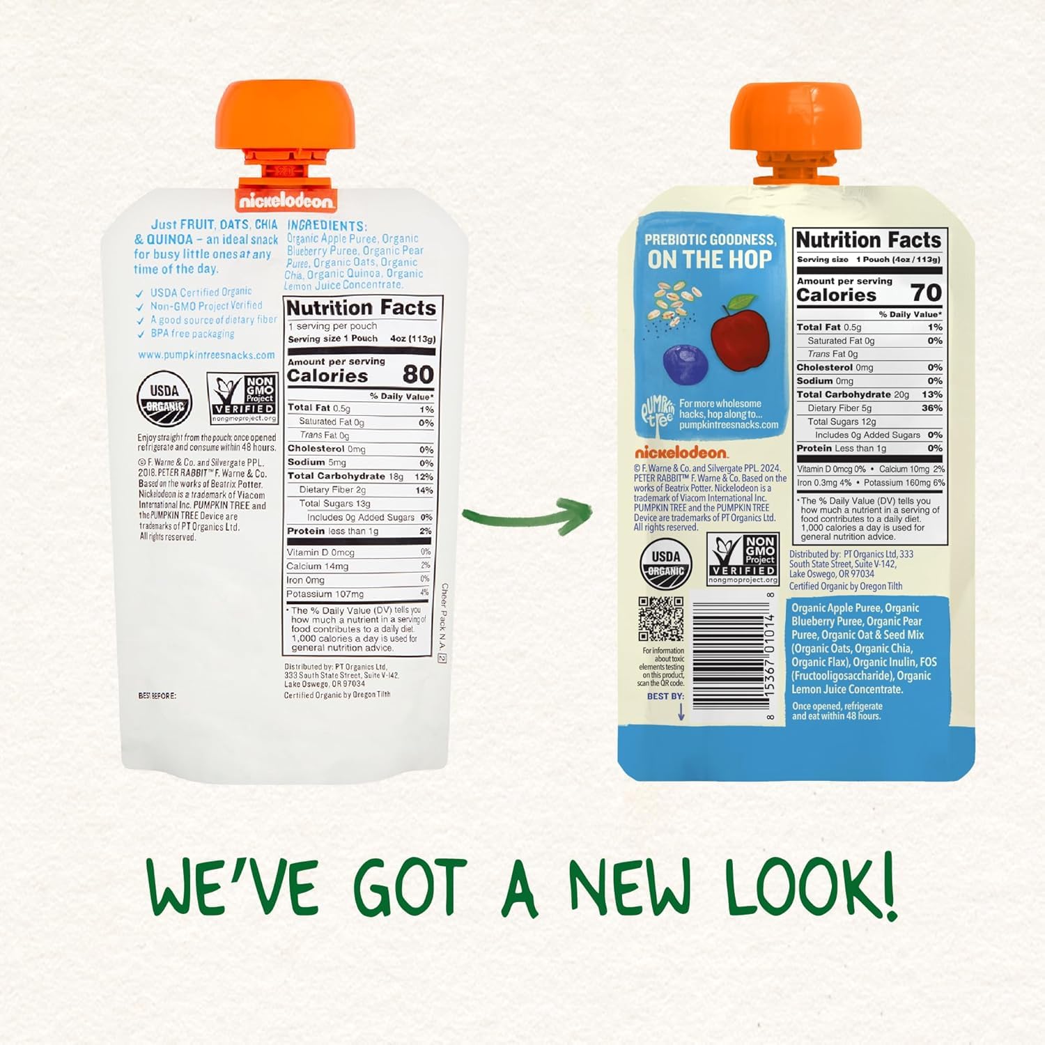 Peter Rabbit Organics SUPER Oats & Seeds, Apple & Blueberry, 4 oz Pouches, (Pack of 10)