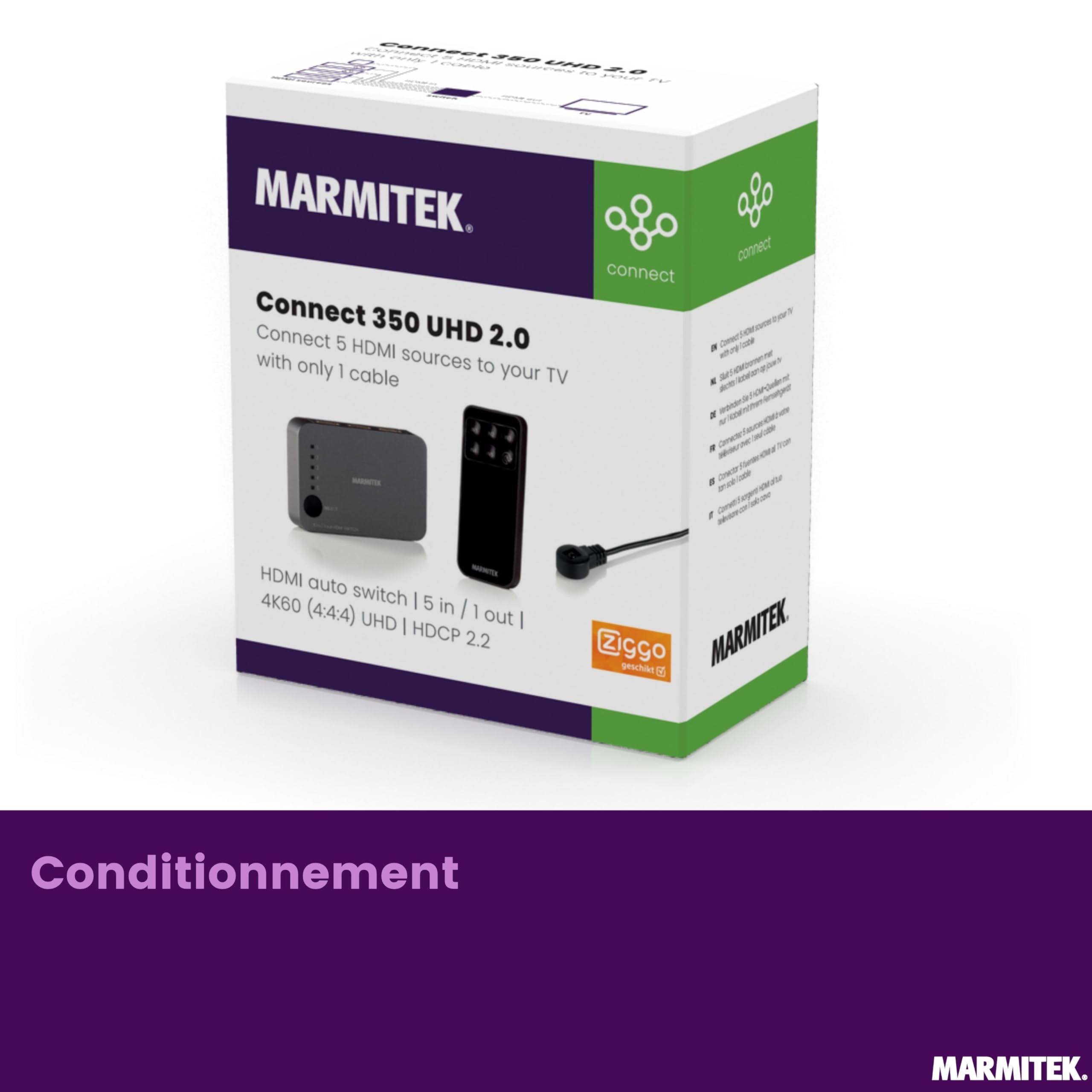 Marmitek Connect 310 UHD 2.0 - Switch HDMI 4K60 3 entrées 1 Sortie HDR